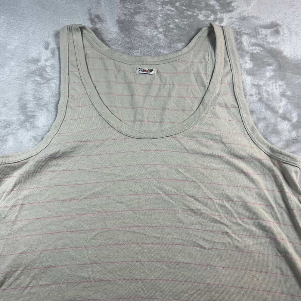 Faherty Women L? Tank Top Oatmeal Pink Striped Linen Cotton Blend WKS2212-MAI